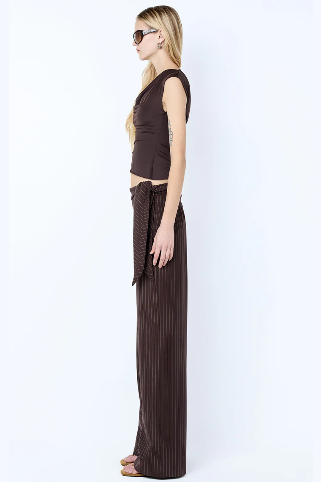 ANDRE OVERLAY PANT - CHOCOLATE PINSTRIPE