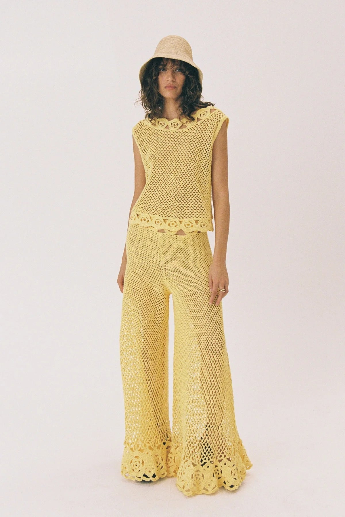 Shoal Bucket Raffia Crochet Packable Natural