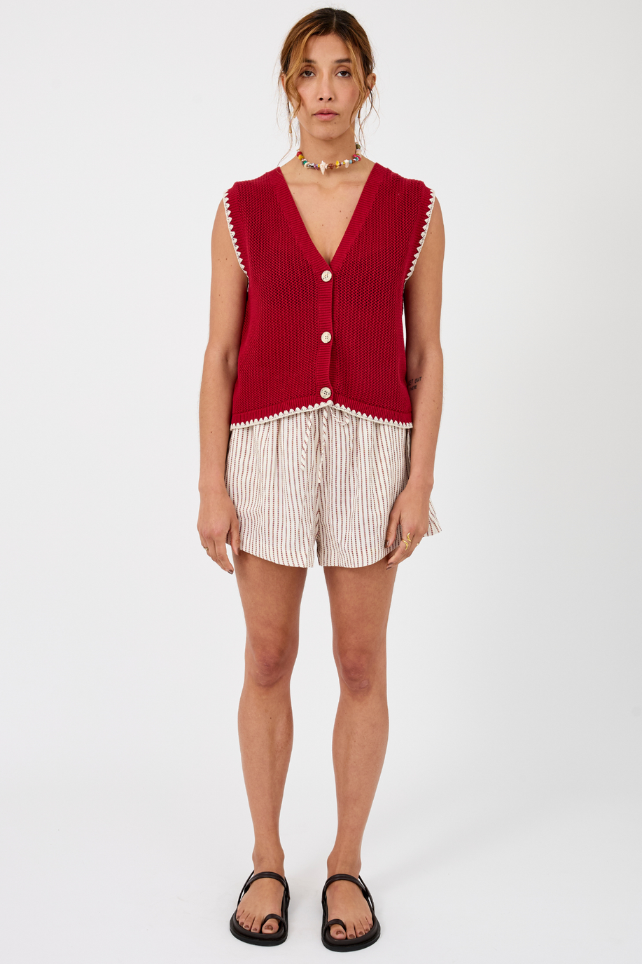 Calvi Knit Tank - Red Ochre