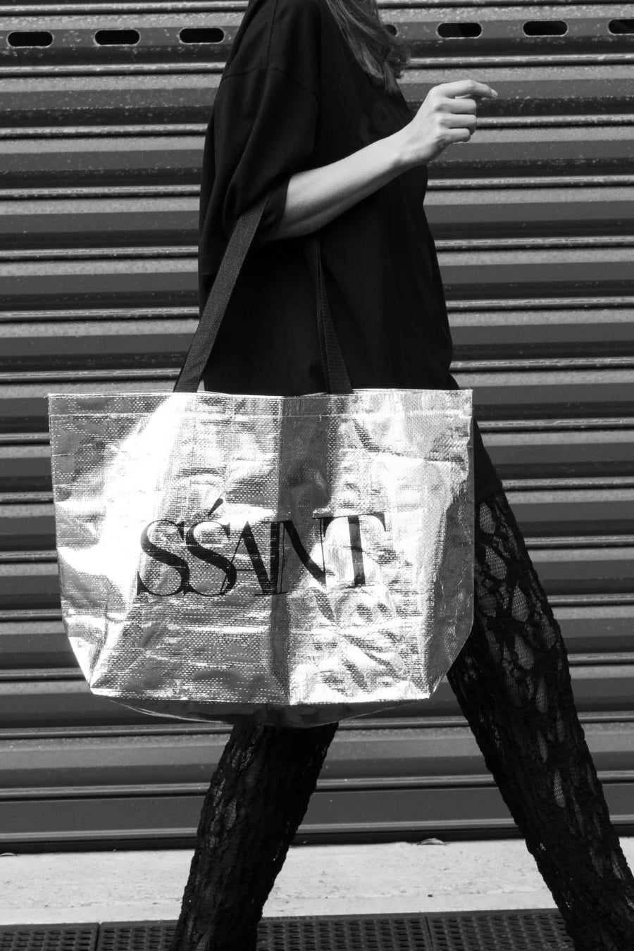 SILVER TOTE BAG