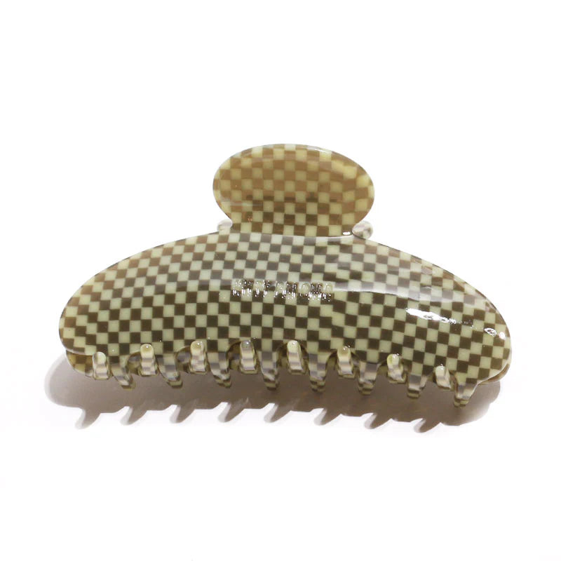 GRANDE OLIVE CHECKERS - HAIR CLAW CLIP