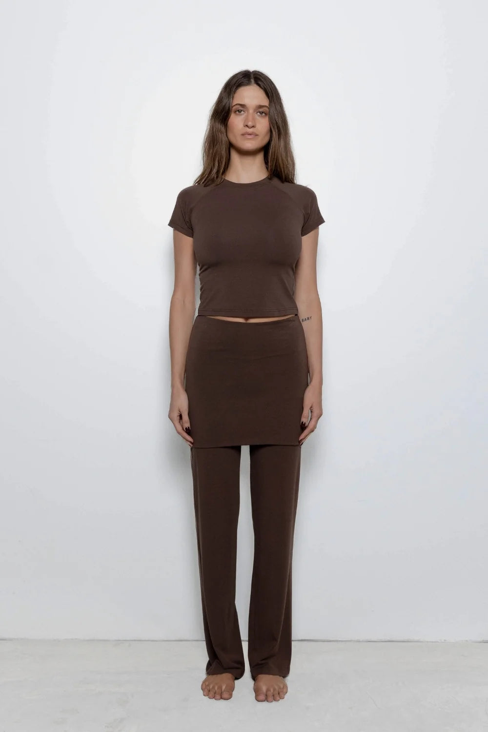 Cropped Baby Tee - Dark Brown