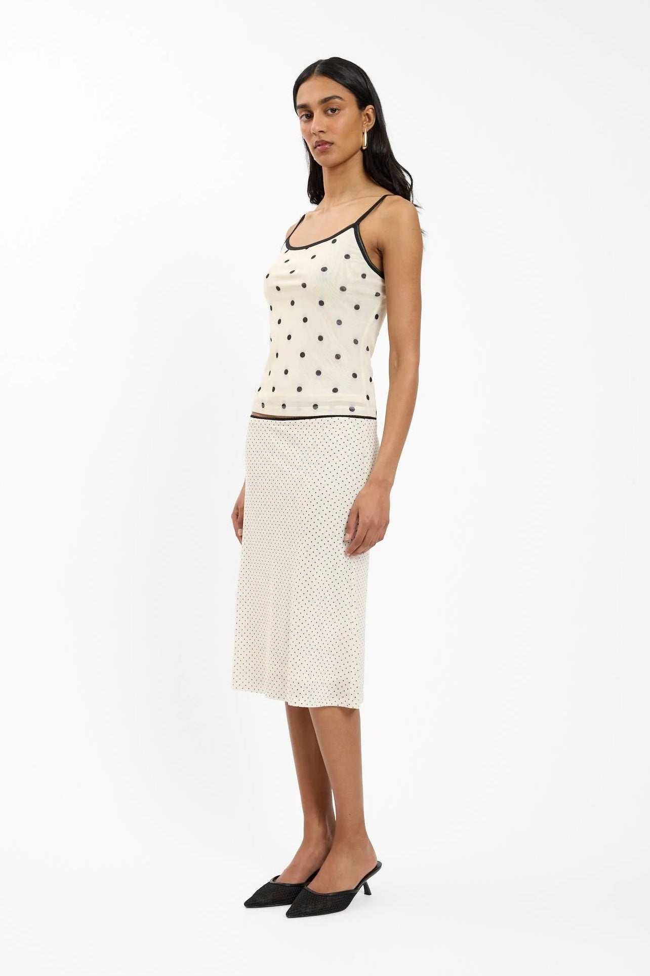 Camisole - Mesh Ivory Polka