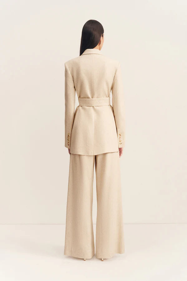 Newman Hourglass Double Breasted Blazer with Belt - Parchment
