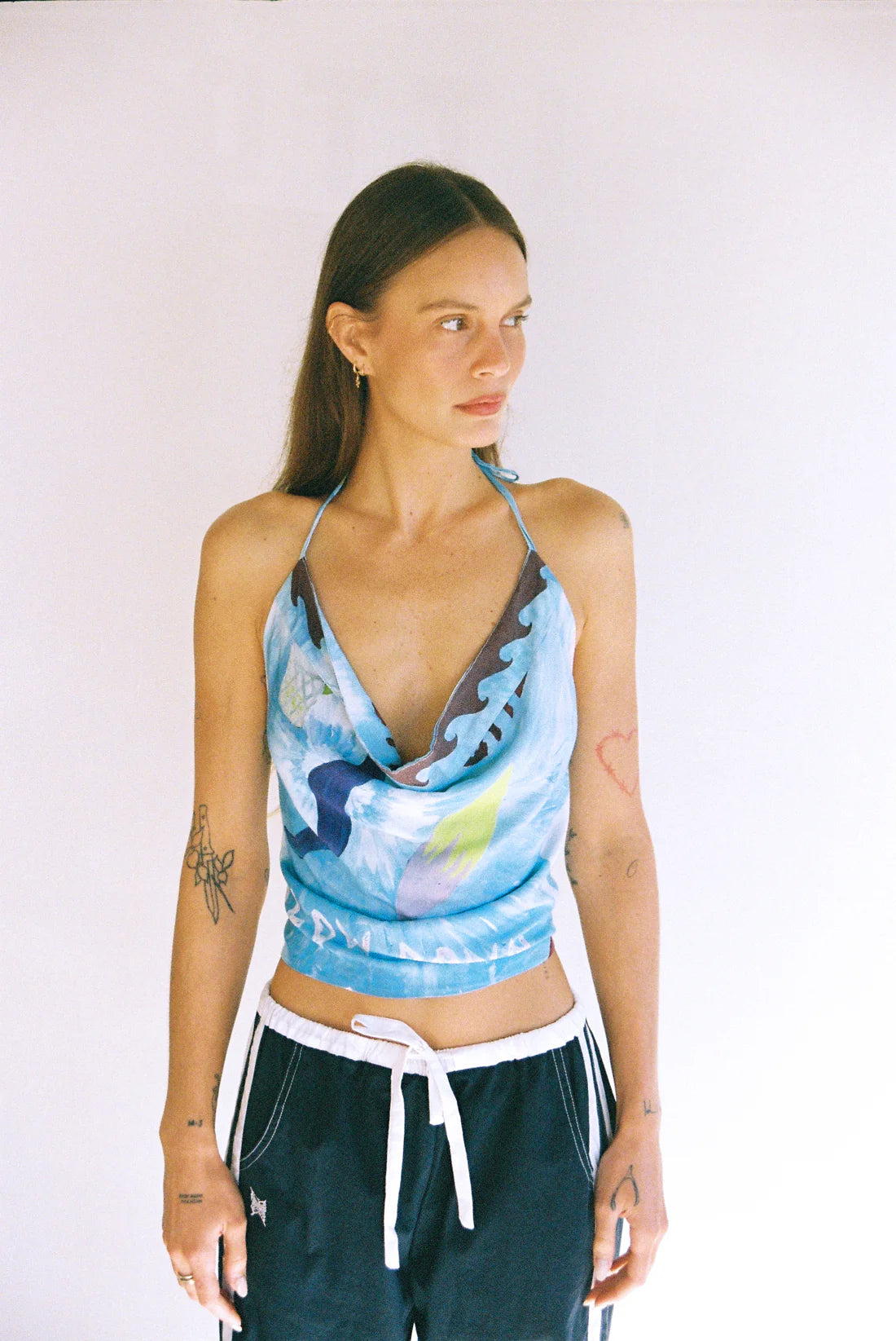 BYRON COWL TOP - Sky Blue