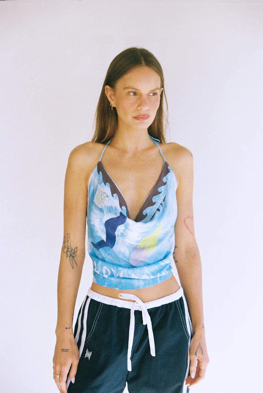 BYRON COWL TOP - Sky Blue