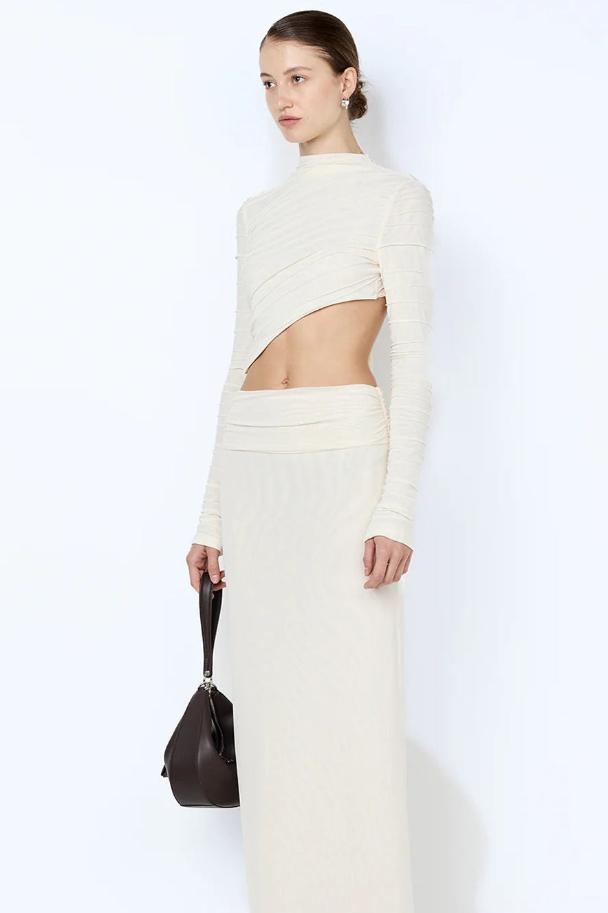 BRENNA PINTUCK TOP - SNOW