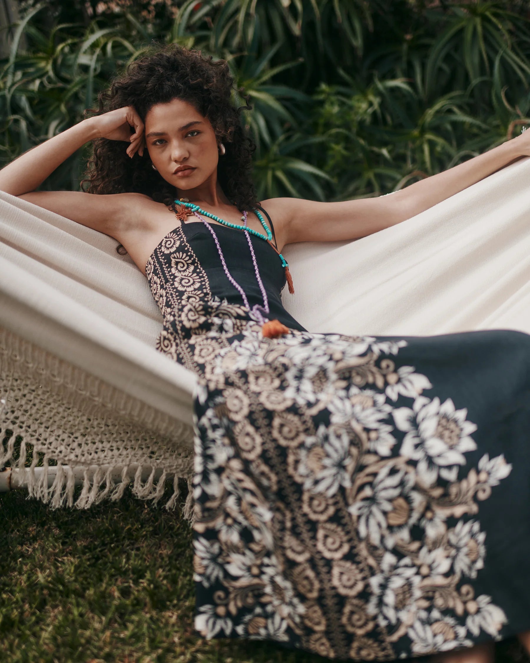 ALIDA LINEN MAXI DRESS - MIDNIGHT BELLS BEACH