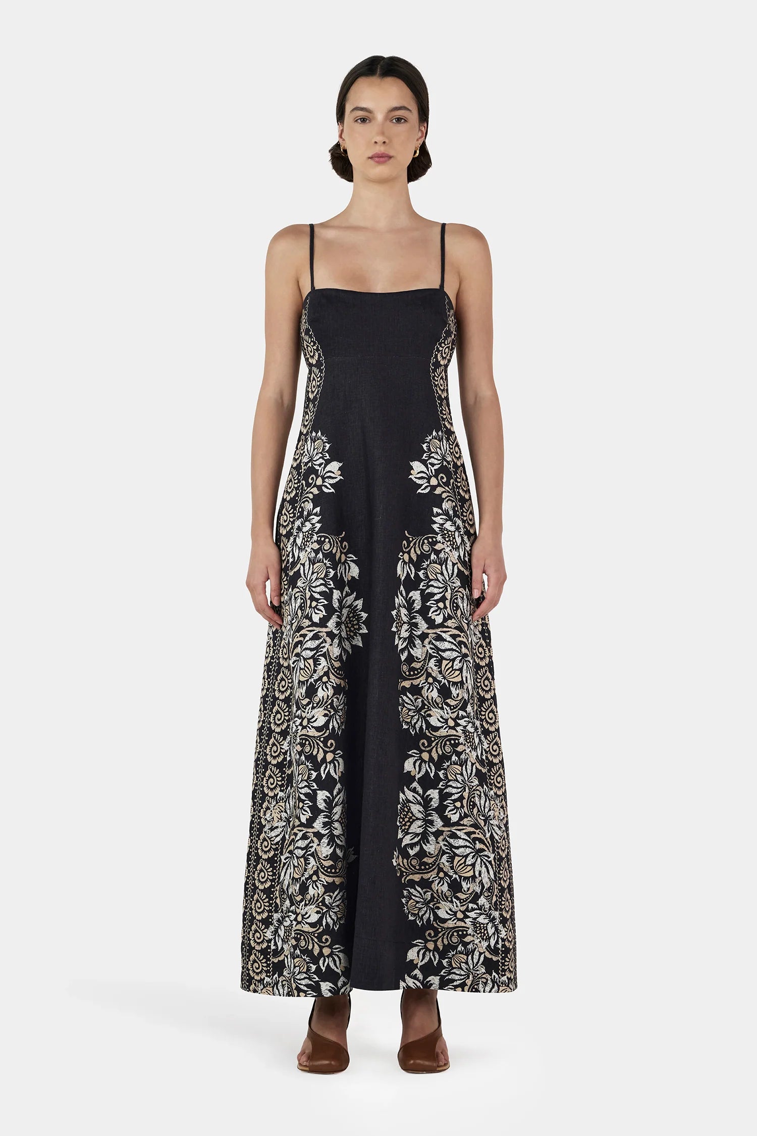 ALIDA LINEN MAXI DRESS - MIDNIGHT BELLS BEACH