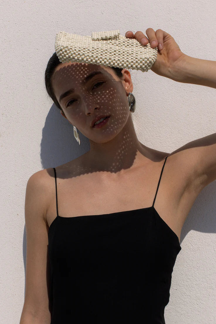 Beaded Wallet - Cream