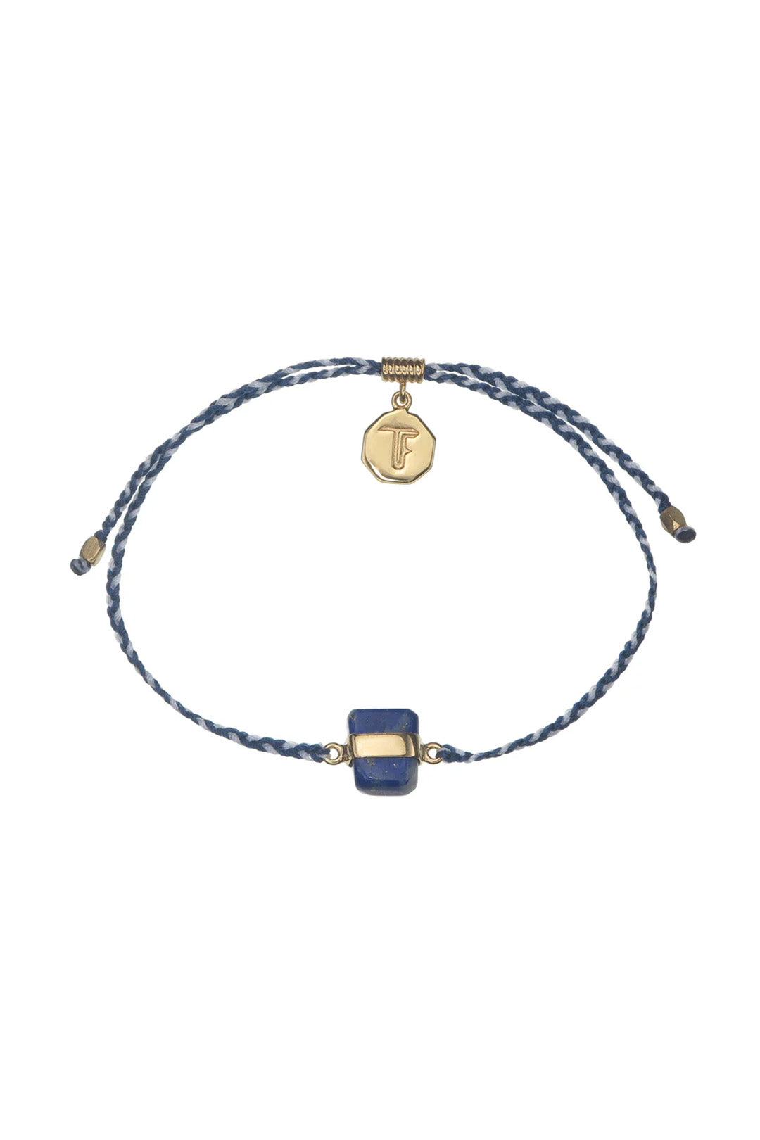 LAPIS LAZULI CRYSTAL BRACELET - BLUE AND WHITE - GOLD