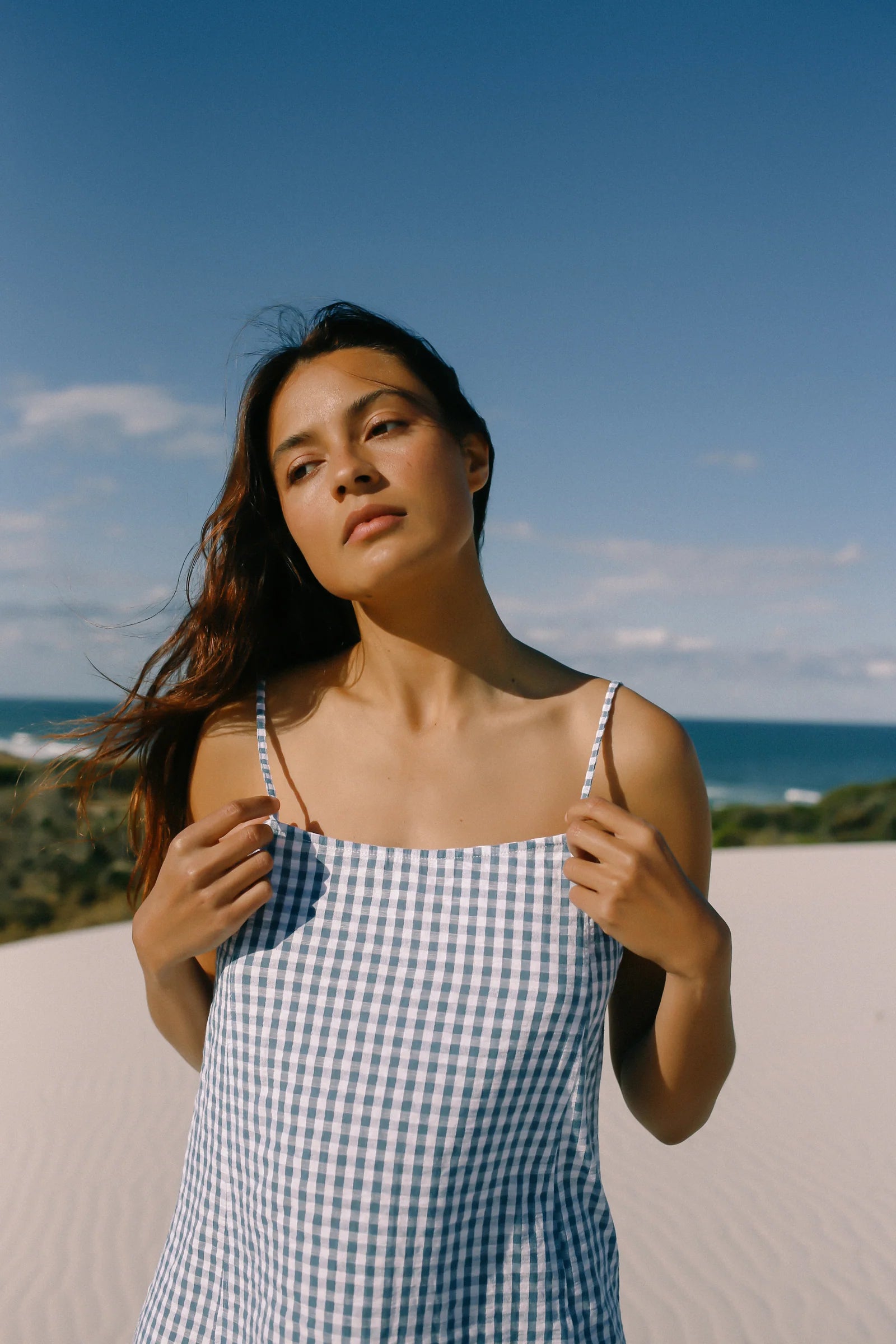 Isla Strappy Dress Blue Gingham