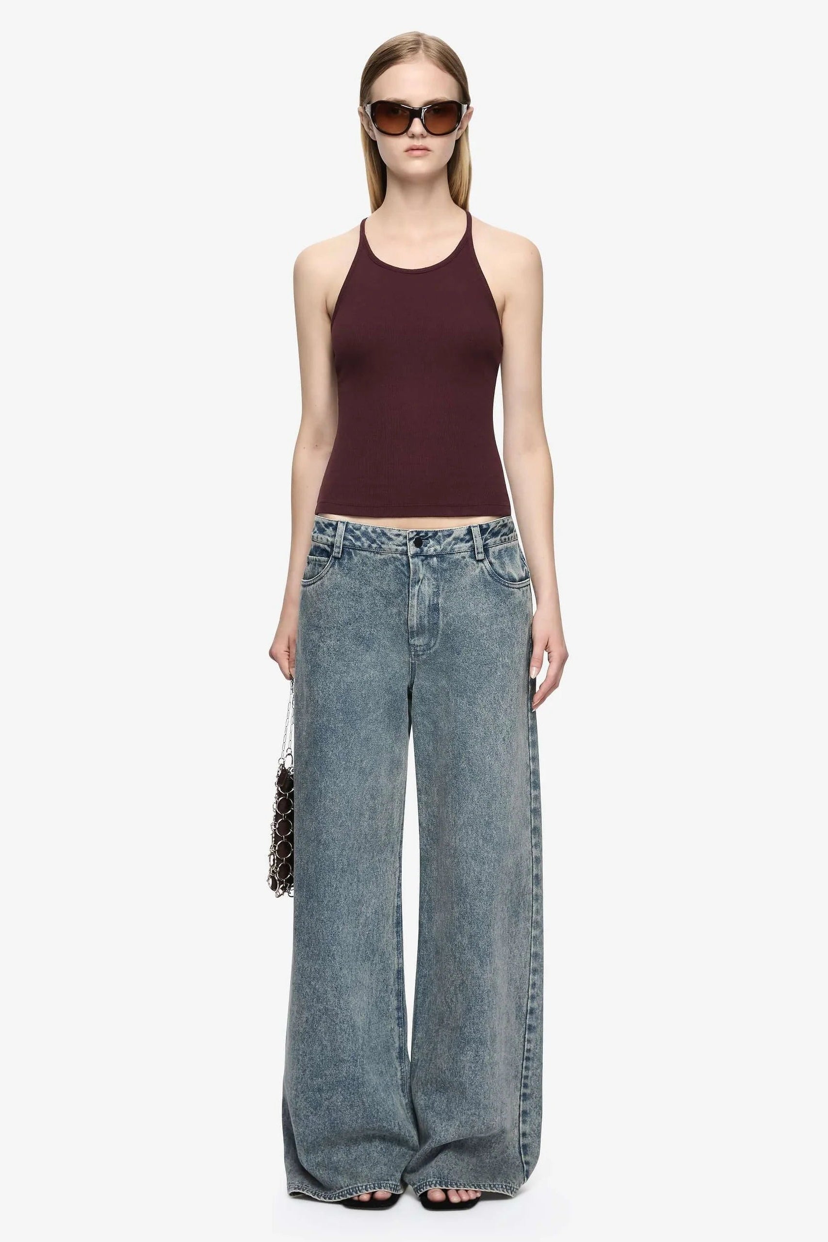 AZURI RACER BACK TOP - AUBERGINE
