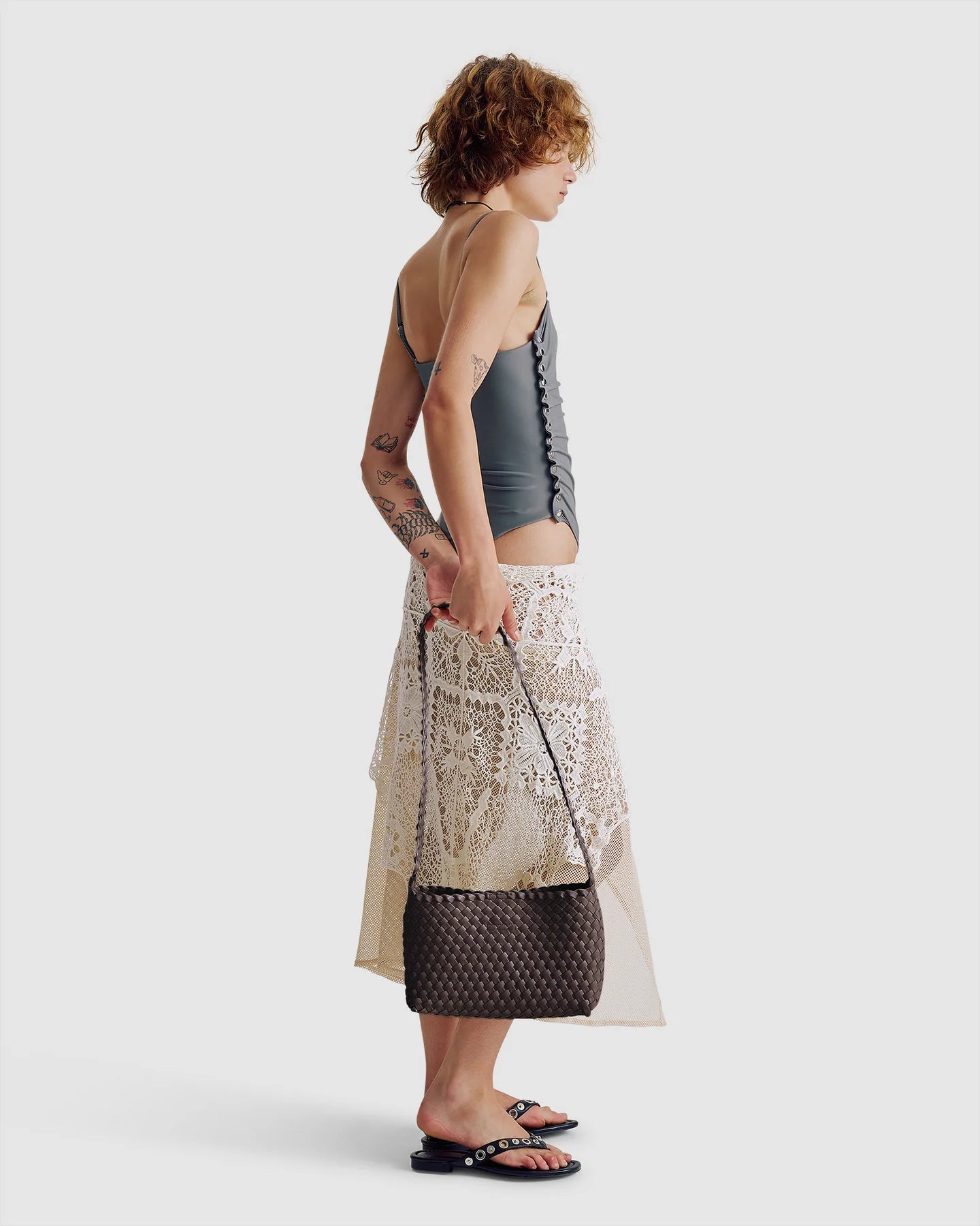 LUCA WOVEN CROSSBODY - CHOCOLATE