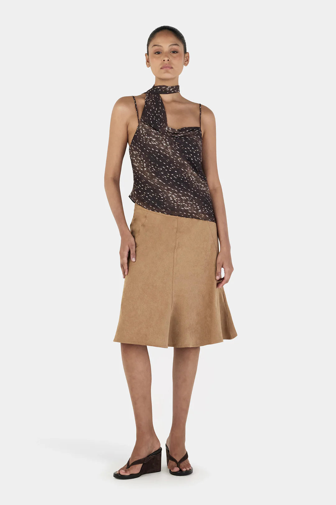 Guilia Midi Skirt Tan