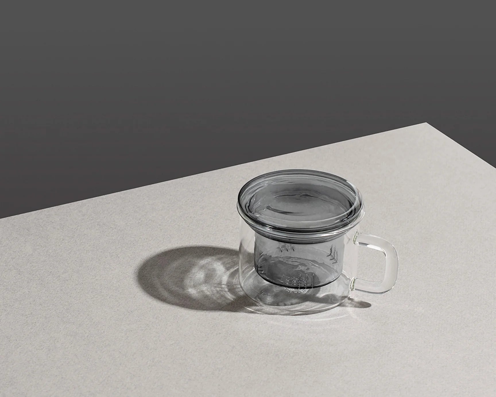 CHA FOR ONE - 3 LAYERED GLASS TEA CUP - SMOKE