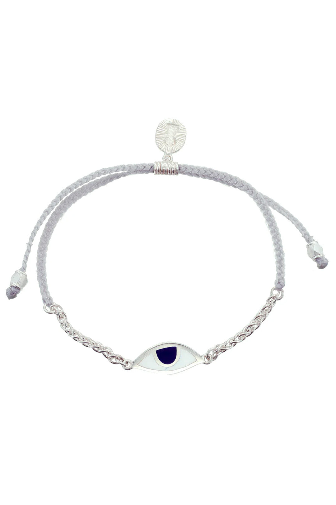 CHAIN & CORD EYE PROTECTION BRACELET - PASTEL GREY - SILVER