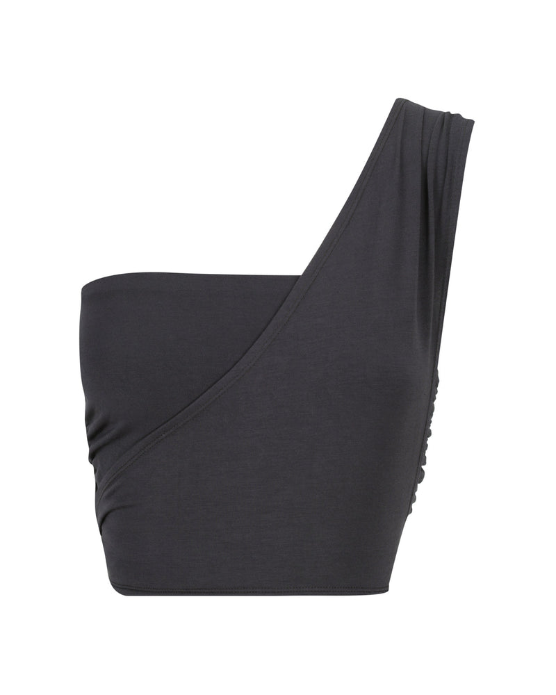 THE ONE SHOULDER TOP - BLACK
