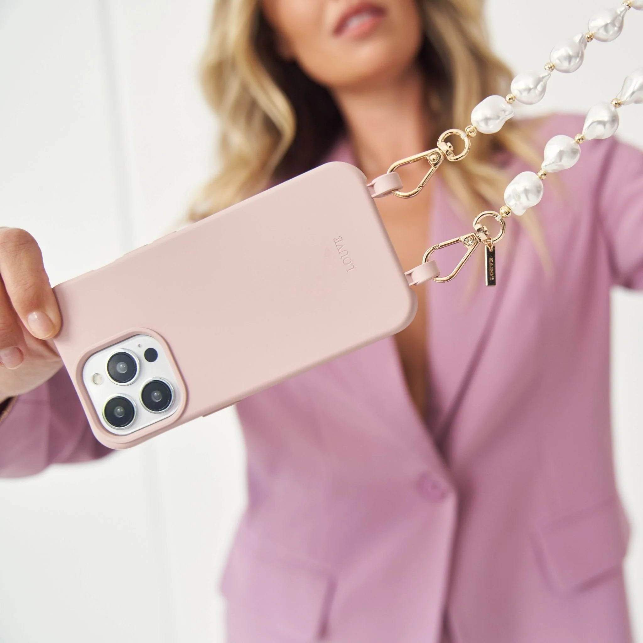 DUSTY PINK CROSSBODY PHONE CASE