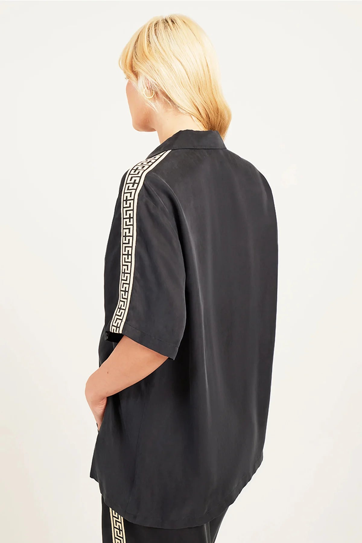 Geo Resort Shirt - Black Lyocell