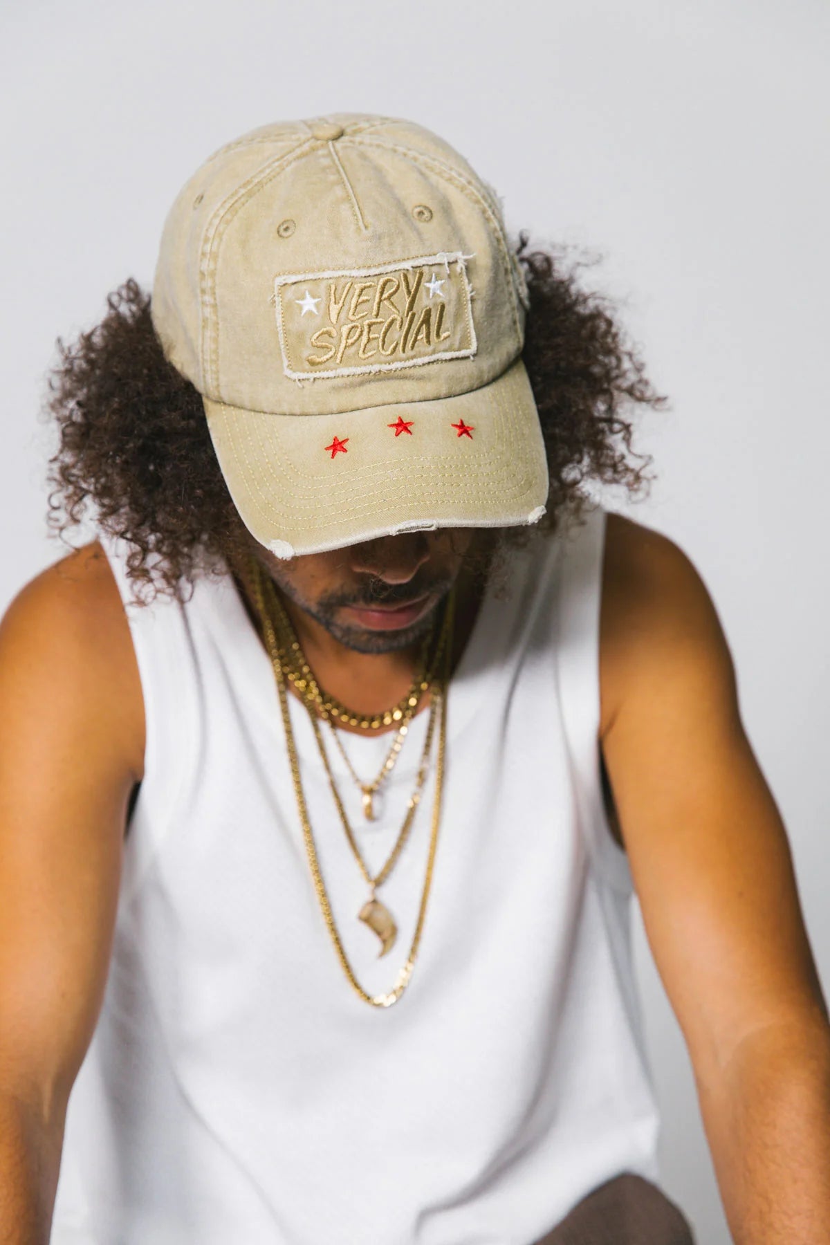 Khaki Mr Happy Herb Distressed Dad Cap