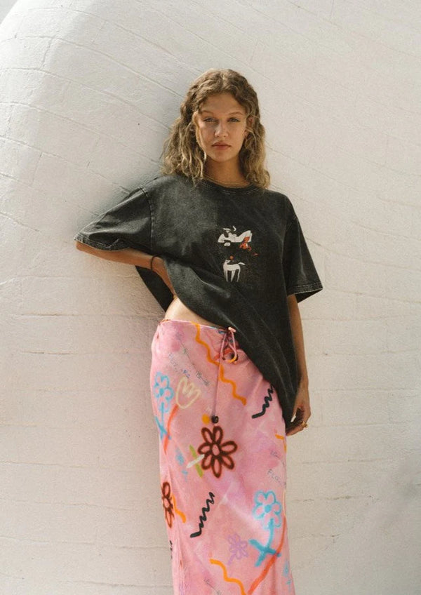 LUCKY CHALM COLUMN SKIRT