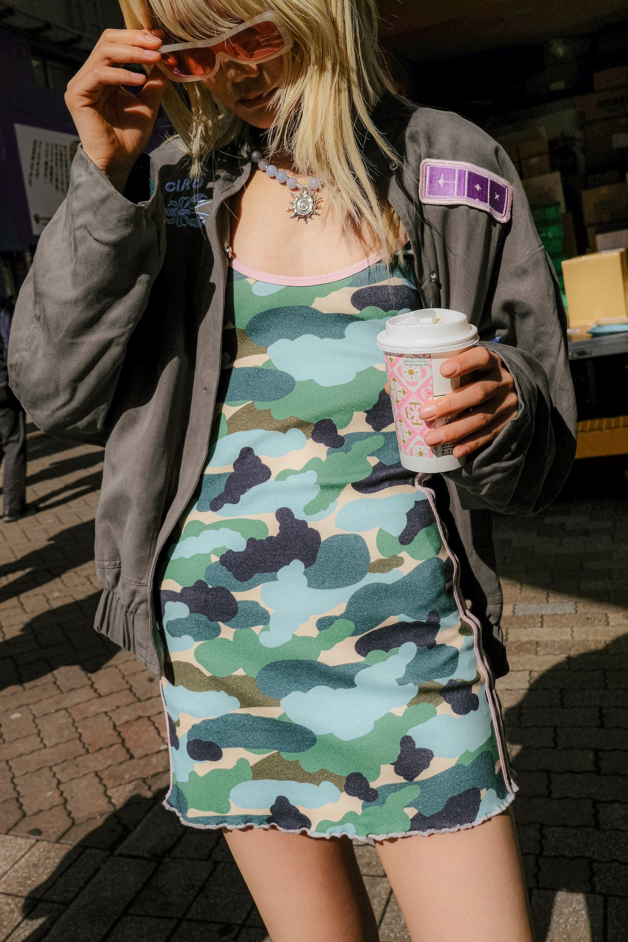 Camo hibiscus mini dress