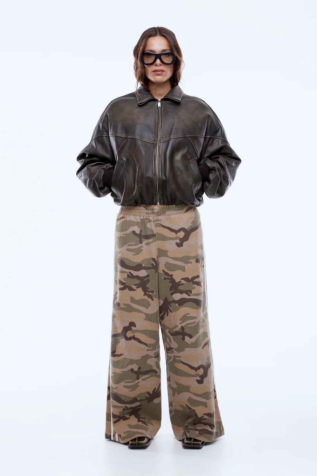 MARI LEATHER BOMBER - MOCHA