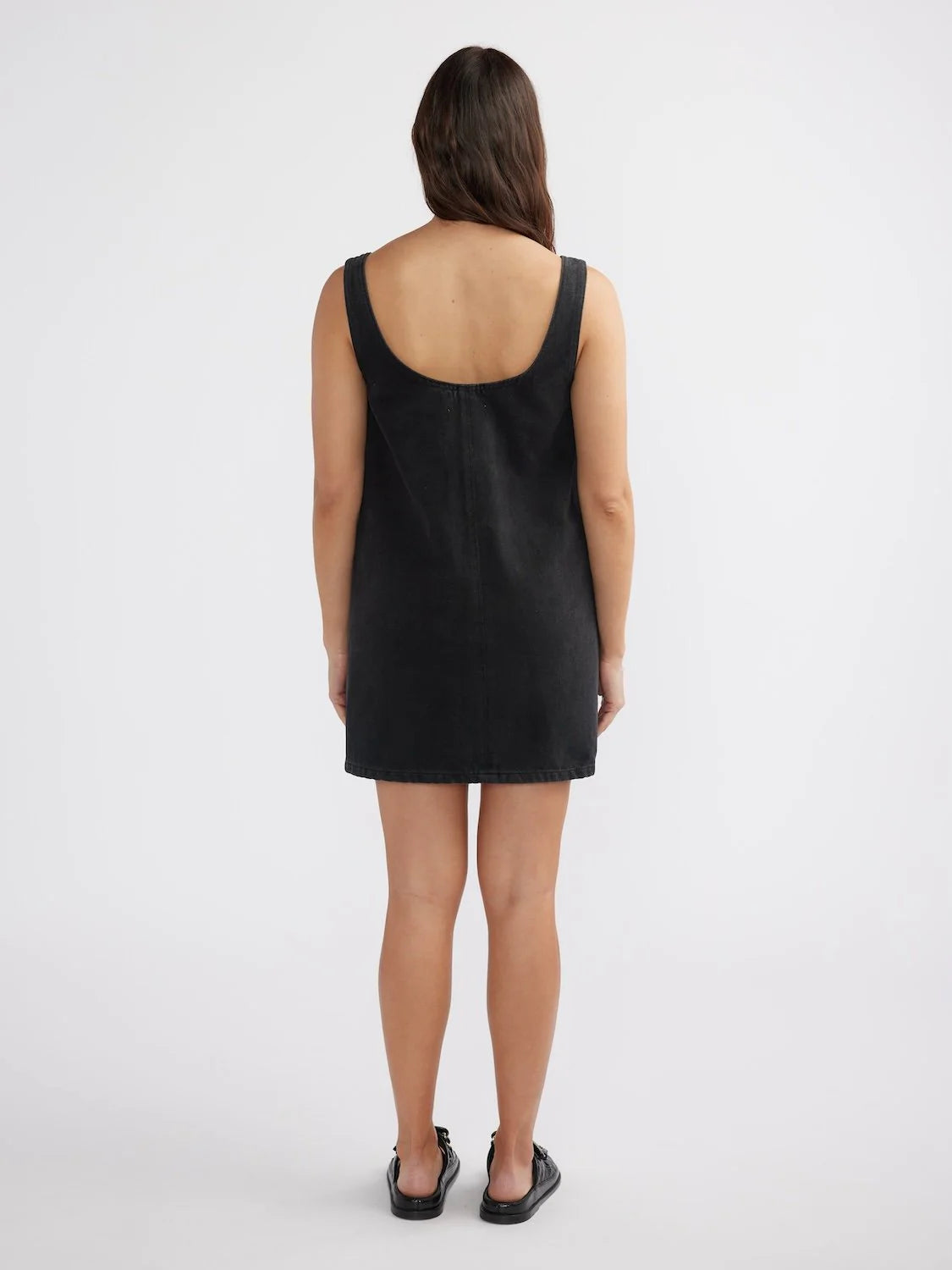 AMELIE DENIM MINI DRESS - WASHED BLACK