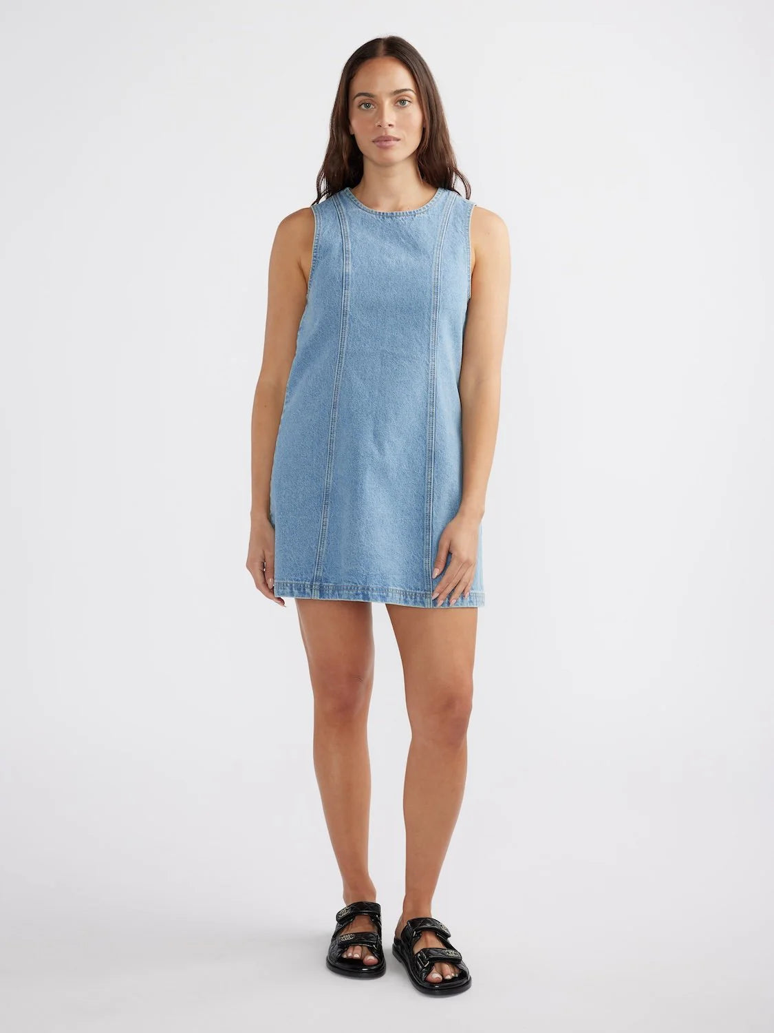 REESE DENIM MINI DRESS - BLUE WASH