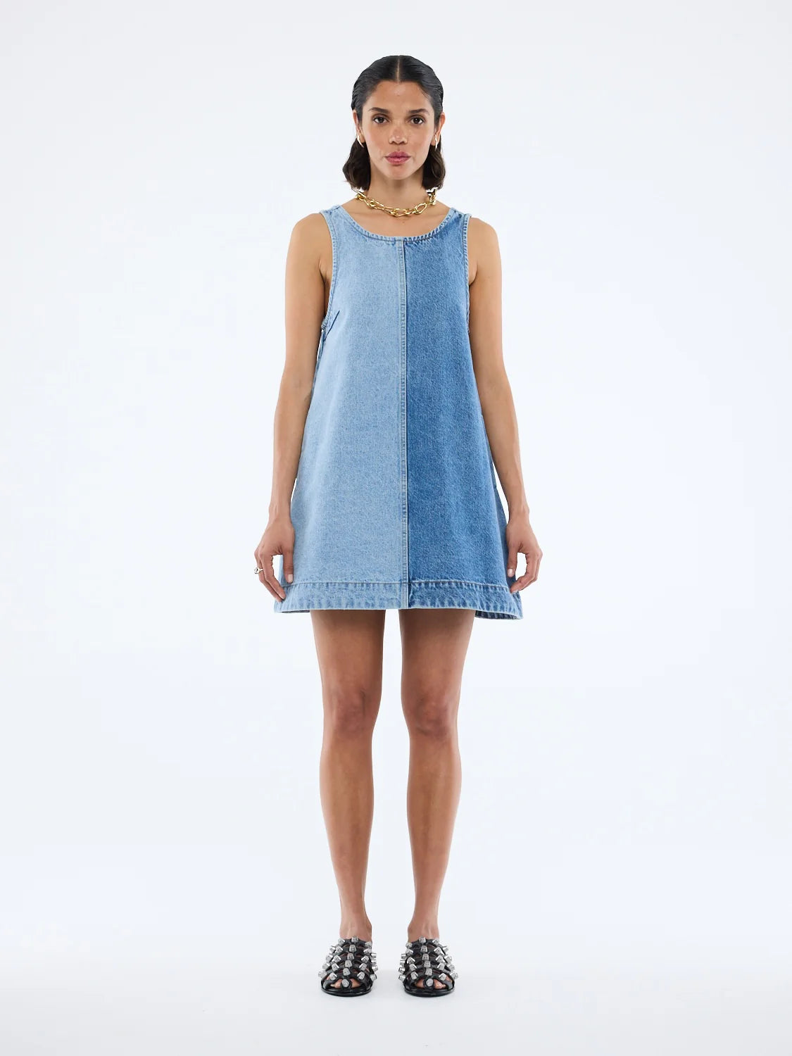 LIA SPLICED DENIM DRESS