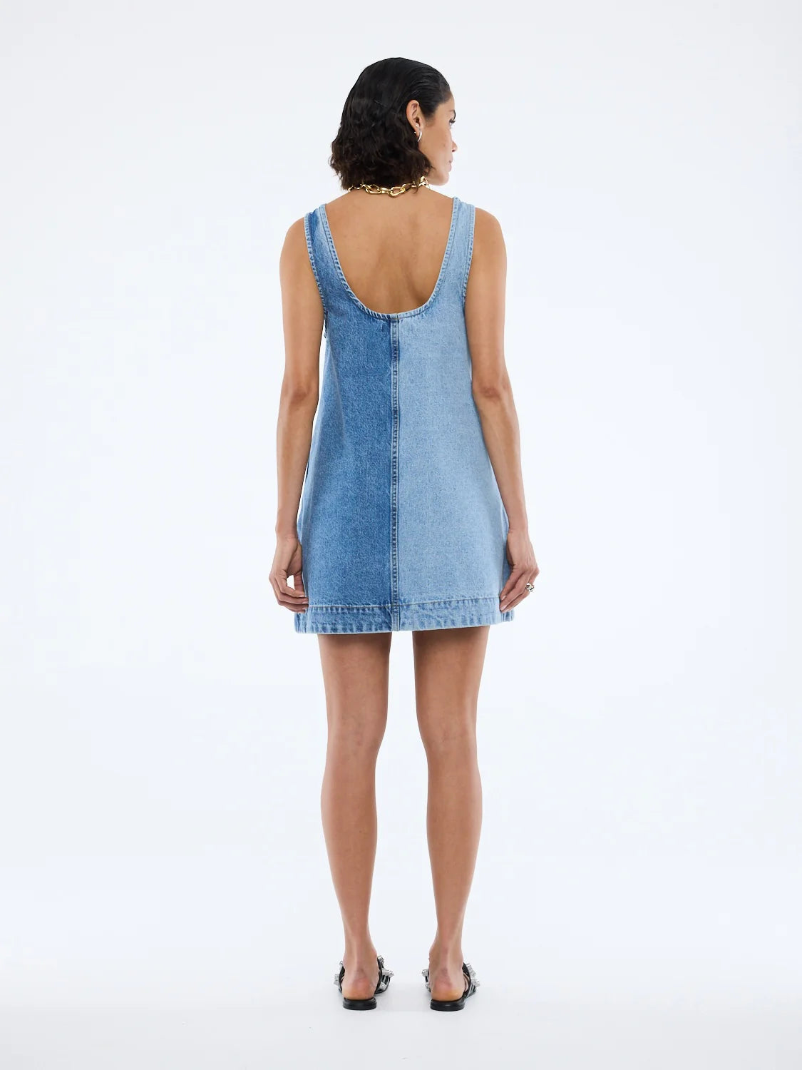 LIA SPLICED DENIM DRESS