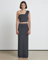 THE ONE SHOULDER TOP - BLACK