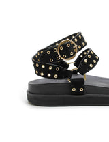 PLATFORM SANDAL - BLACK SUEDE/GOLD EYELET