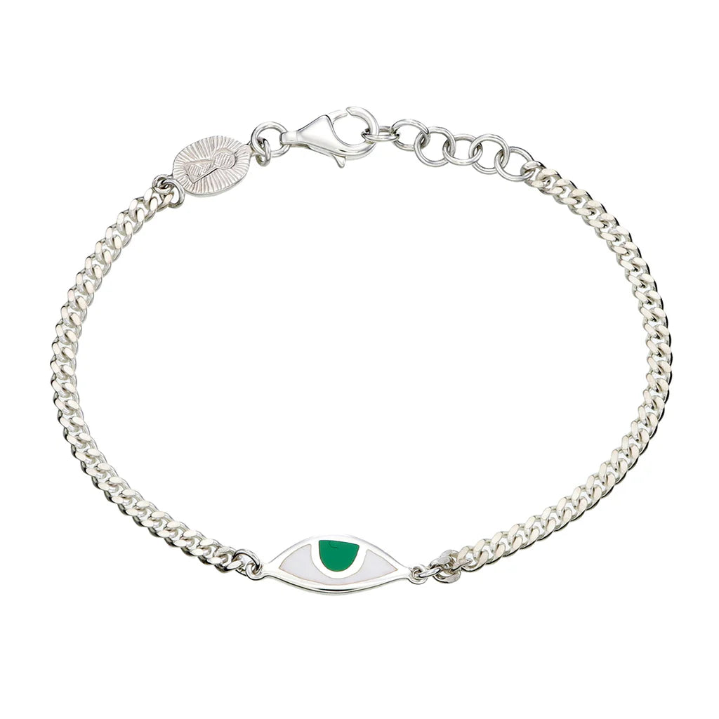 EYE PROTECTION CHAIN BRACELET - GREEN -  SILVER