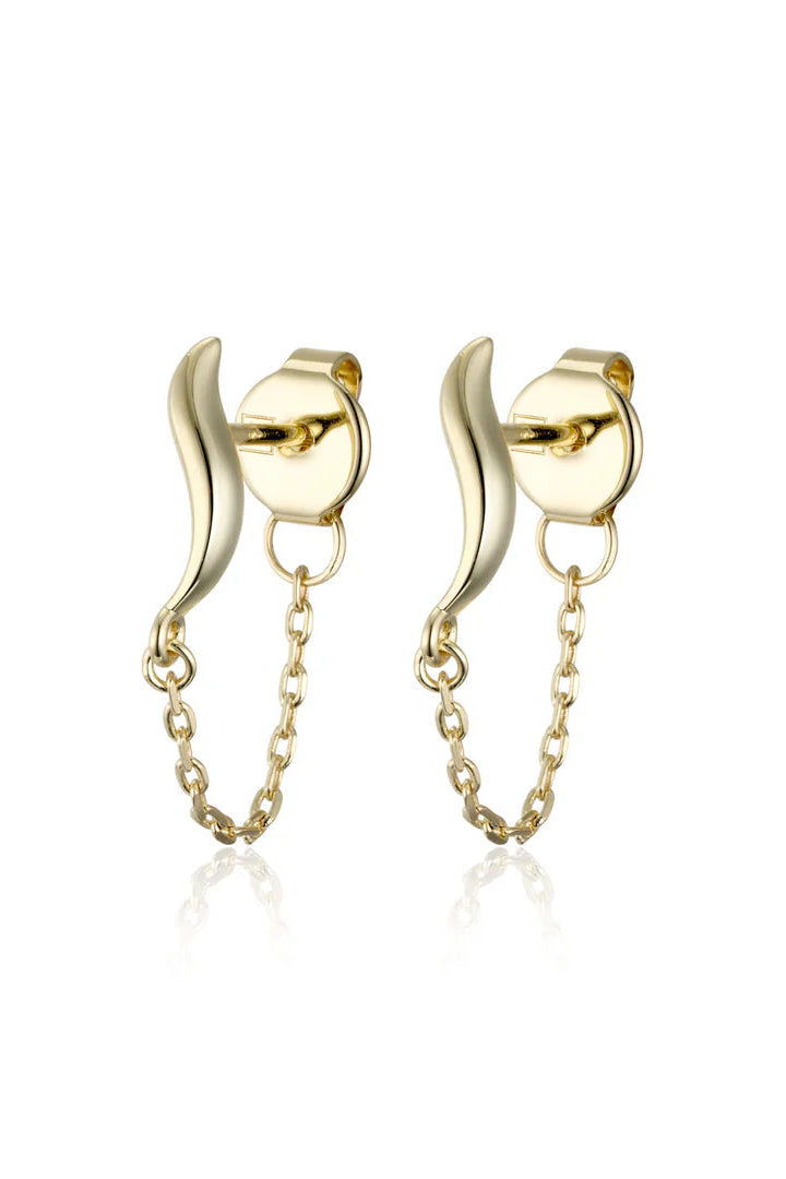 WAVE CHAIN STUDDS - 18KT GOLD PLAITING