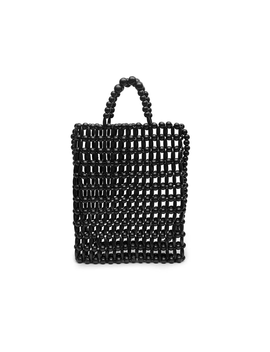 Gia Beaded Tote - black