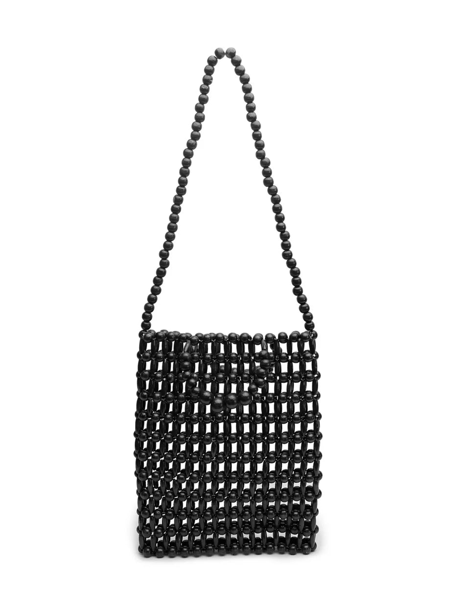 Gia Beaded Tote - black