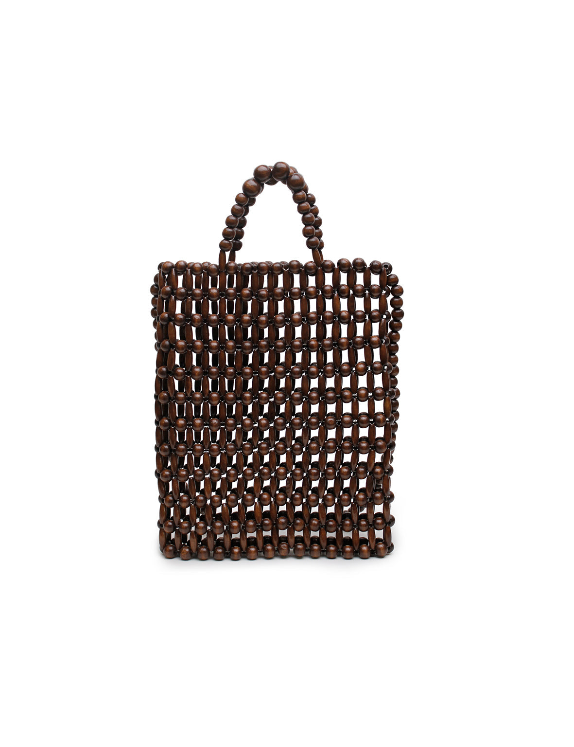 GIA BEADED TOTE BAG - BROWN