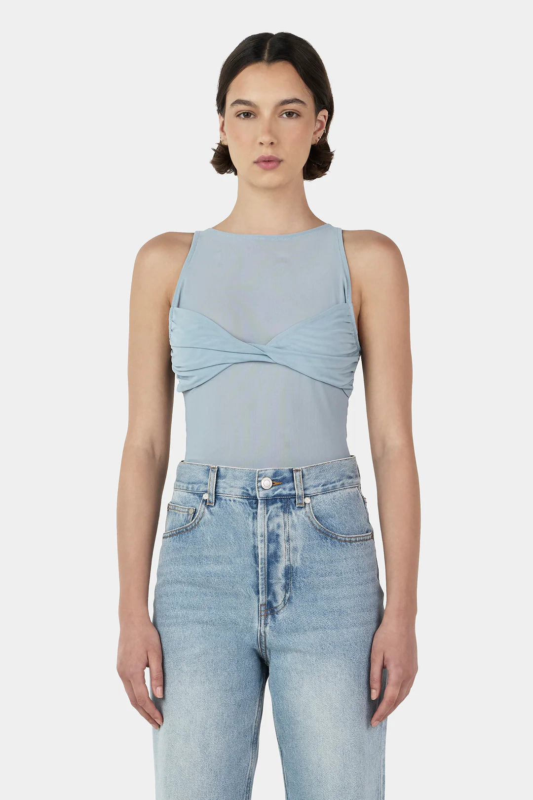 HALSEY MESH TOP - BLUE