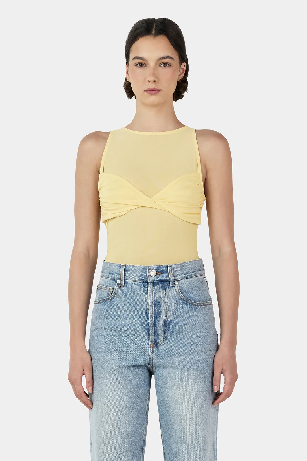 HALSEY MESH TOP - LEMON