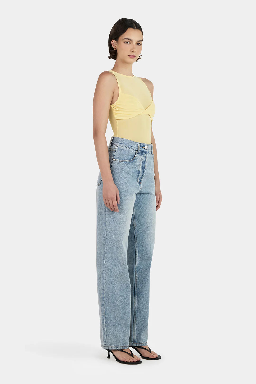 HALSEY MESH TOP - LEMON