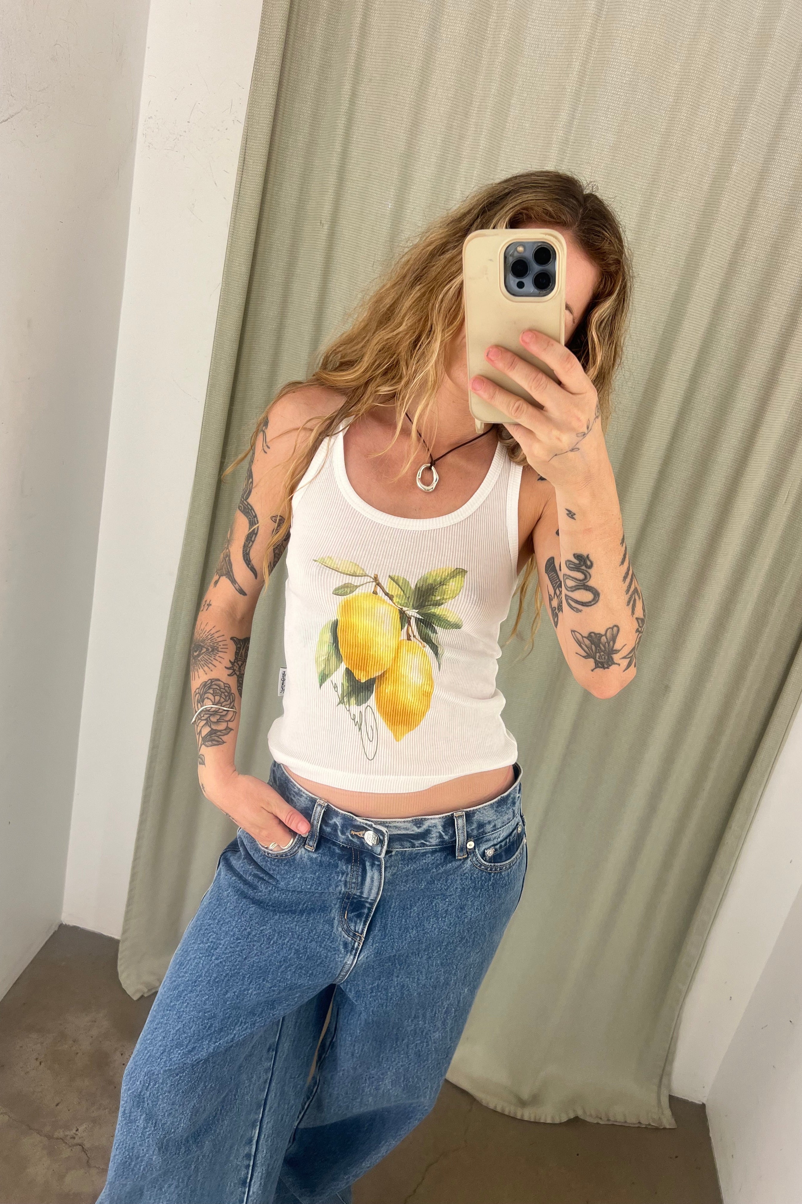 Lemoncello Rib Tank - White