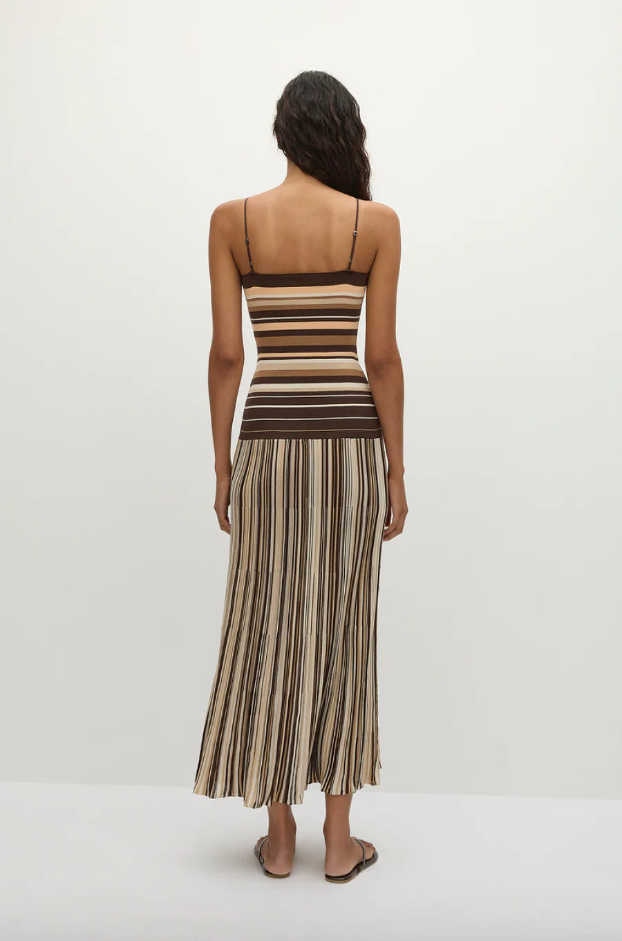 Esenia Knit Dress - Apricot Brown Stripe