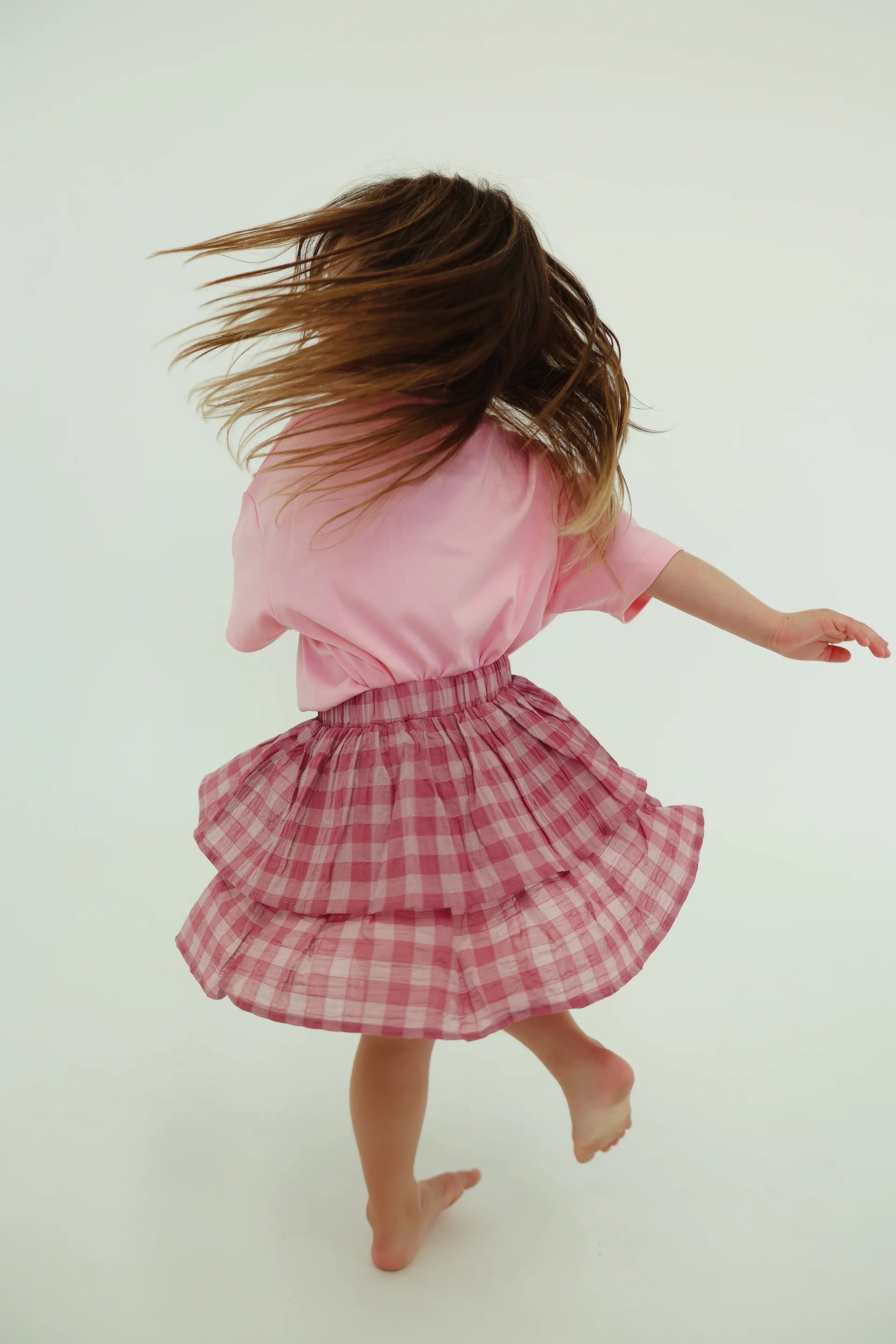 GINGHAM TIERED SKIRT