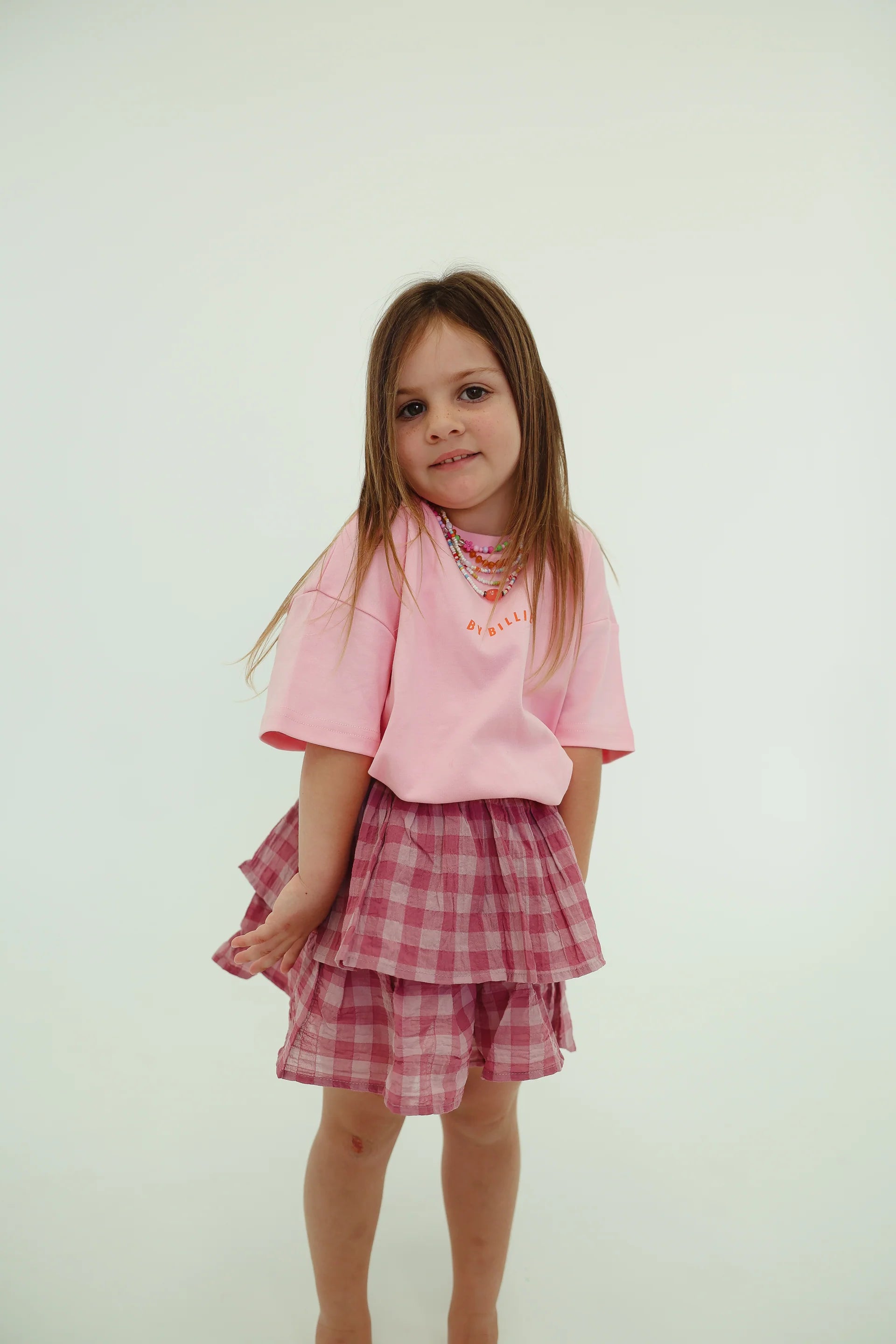 GINGHAM TIERED SKIRT