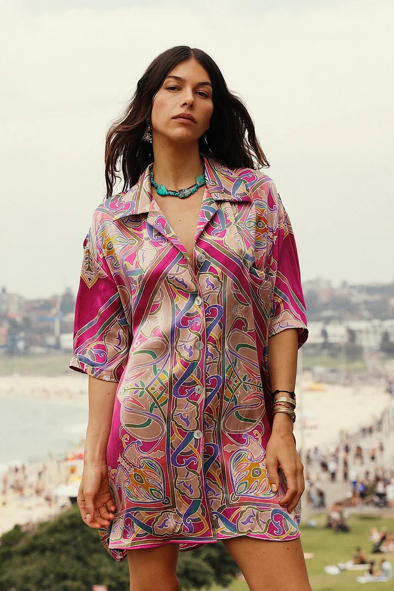 Magic Touch Hand Painted Silk Super Oversized Shirt