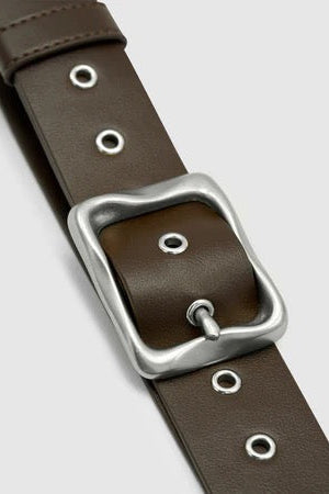 EVERYDAY BUCKLE BELT - CHOCOLATE/SILVER