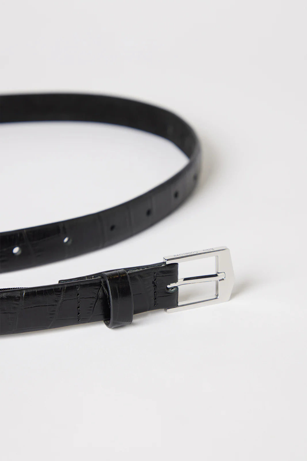 Ida Leather Belt 2cm - Black Croc