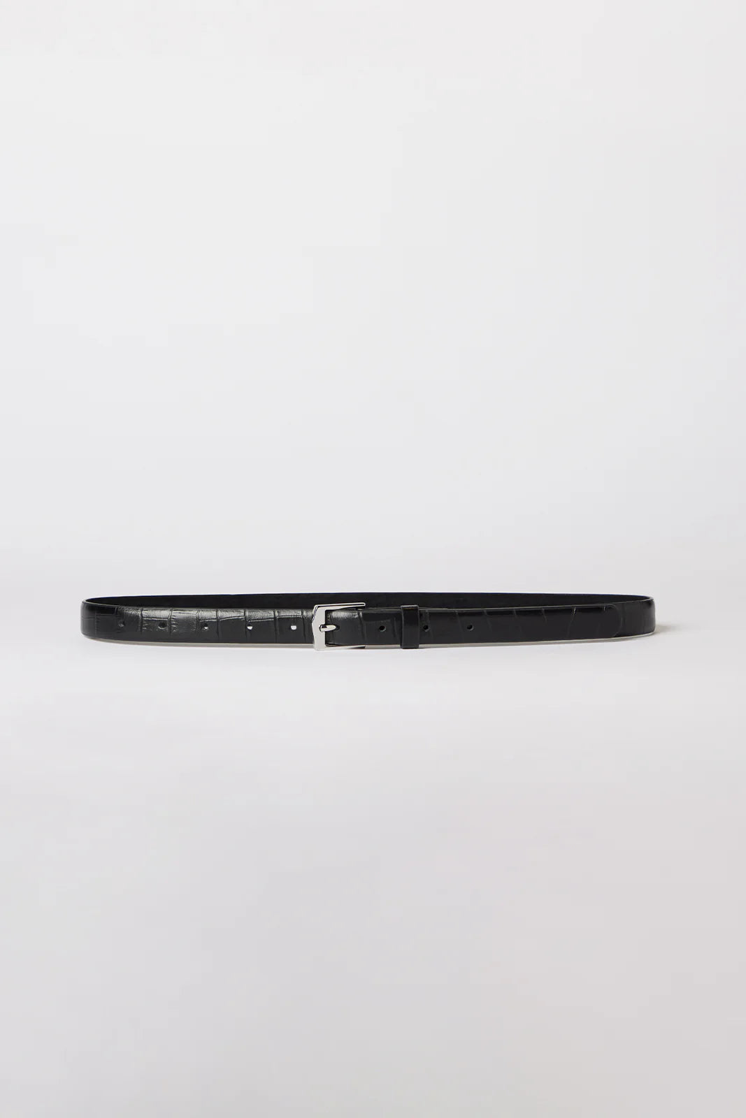 Ida Leather Belt 2cm - Black Croc